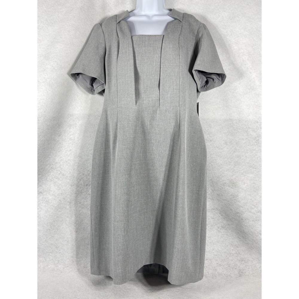 Preston & York Dress Women's 18 Gray Sheath Short Sleeve Business New